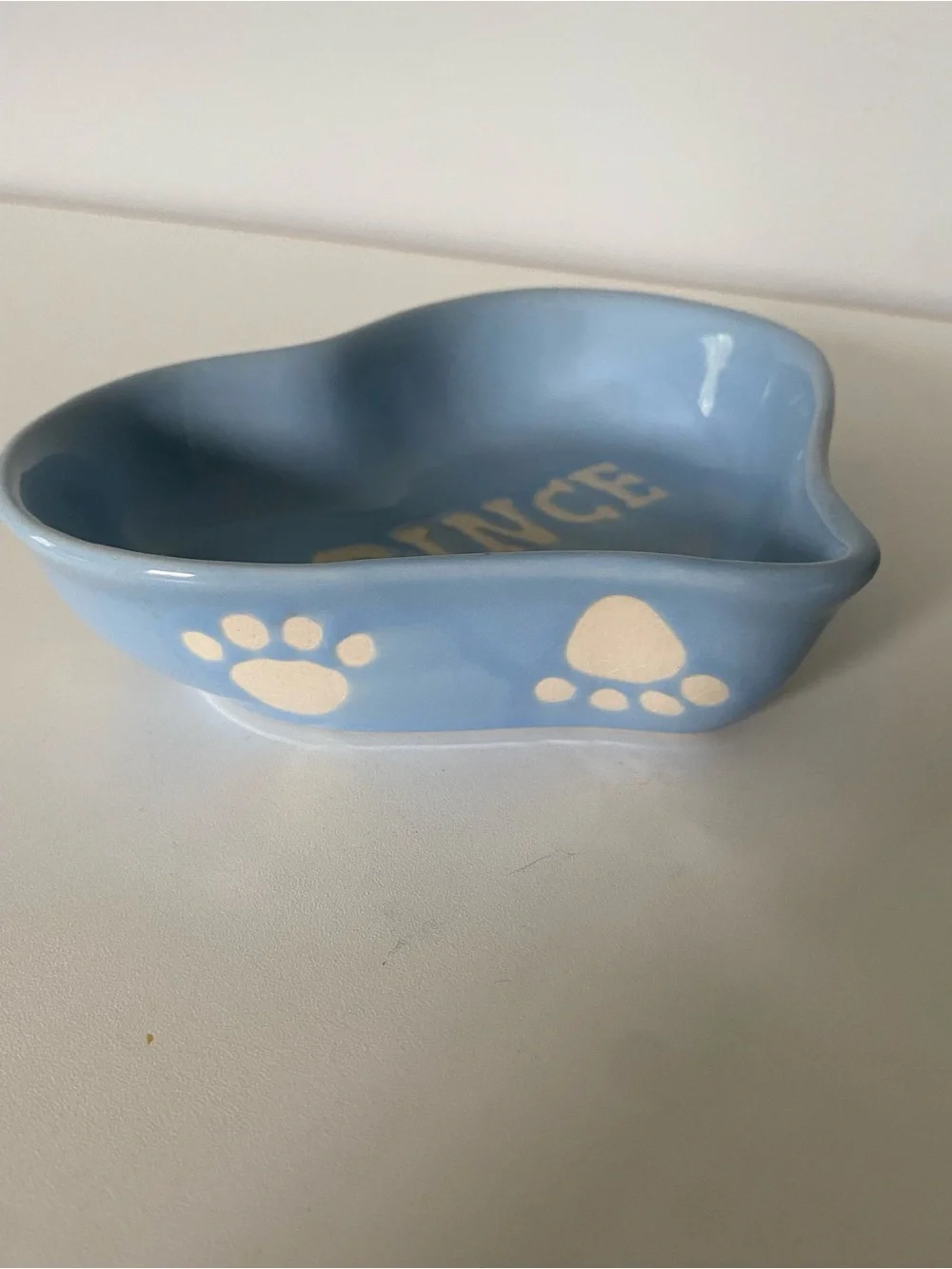 Prince Pet Dish Blue 6” Cat Small Dog Ceramic Food Bowl Ceramic Embossed EUC